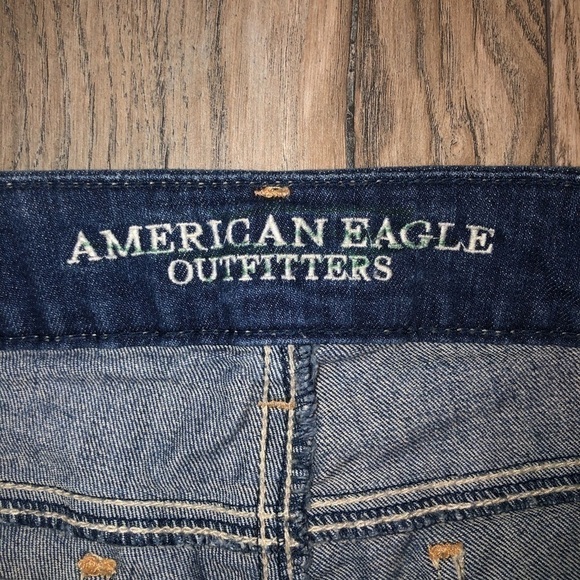 AEO Denim Stretch Mid Thigh Shorts - Picture 2 of 5